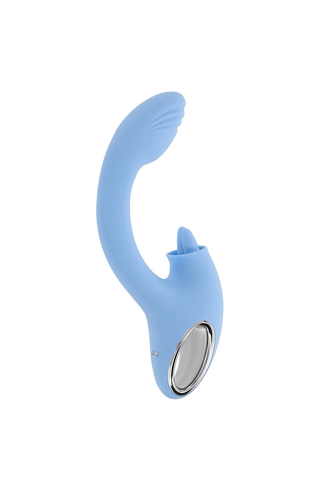 Playboy - Sapphire Sky Dual Vibrator With Double-Tongued Clitoral Stimulator - Stag Shop