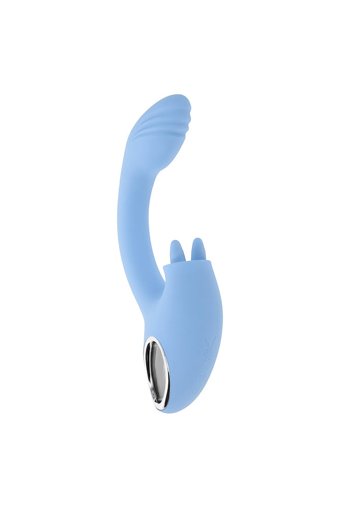 Playboy - Sapphire Sky Dual Vibrator With Double-Tongued Clitoral Stimulator - Stag Shop