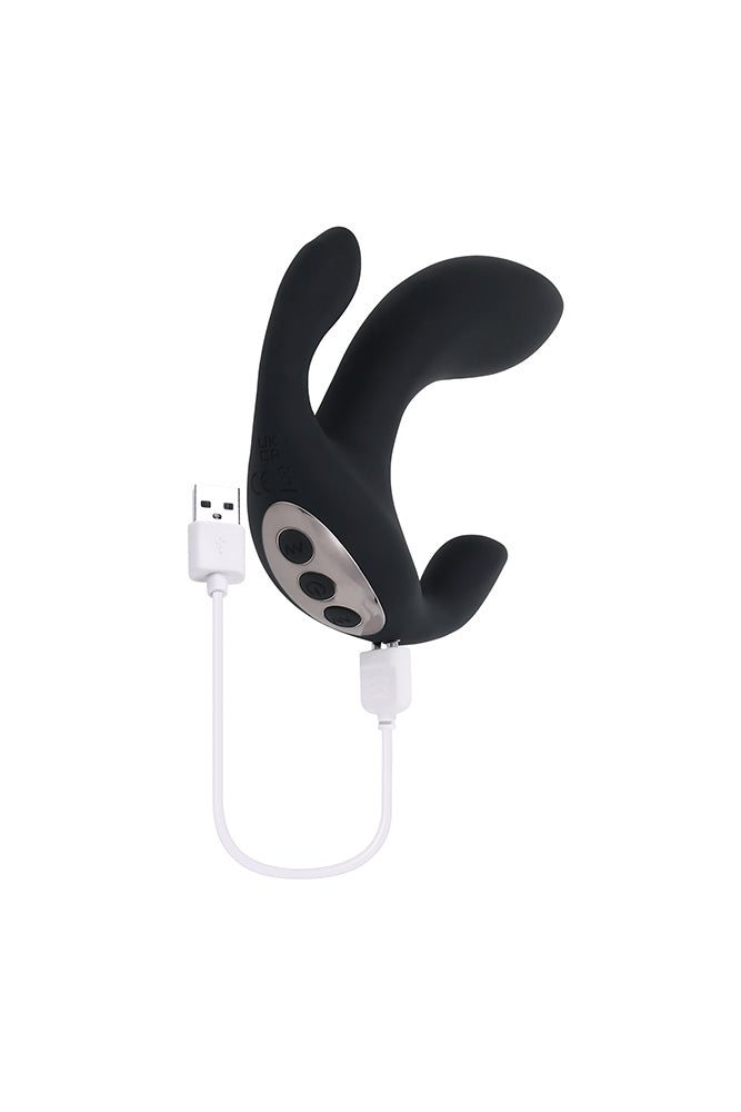 Playboy - Triple Threat Triple Stimulation Vibrator - Black - Stag Shop