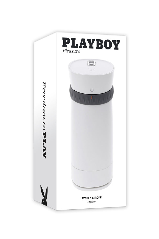 Playboy - Twist & Stroke Warming & Tightening Stroker with UV Cleaning Cap - White - Stag Shop