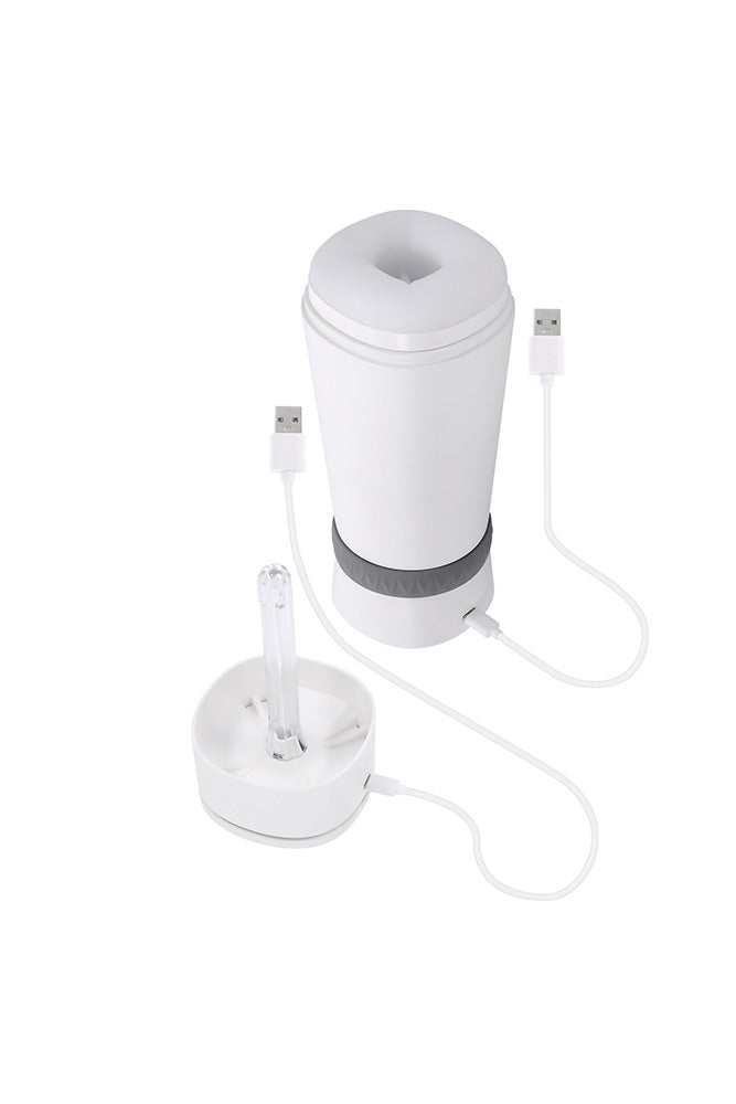 Playboy - Twist & Stroke Warming & Tightening Stroker with UV Cleaning Cap - White - Stag Shop