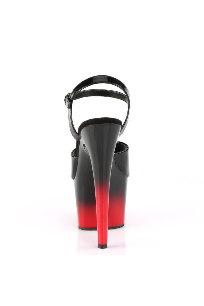 Pleaser USA - Adore 7" Red Ombre Heel with Ankle Strap - Black/Red - Stag Shop