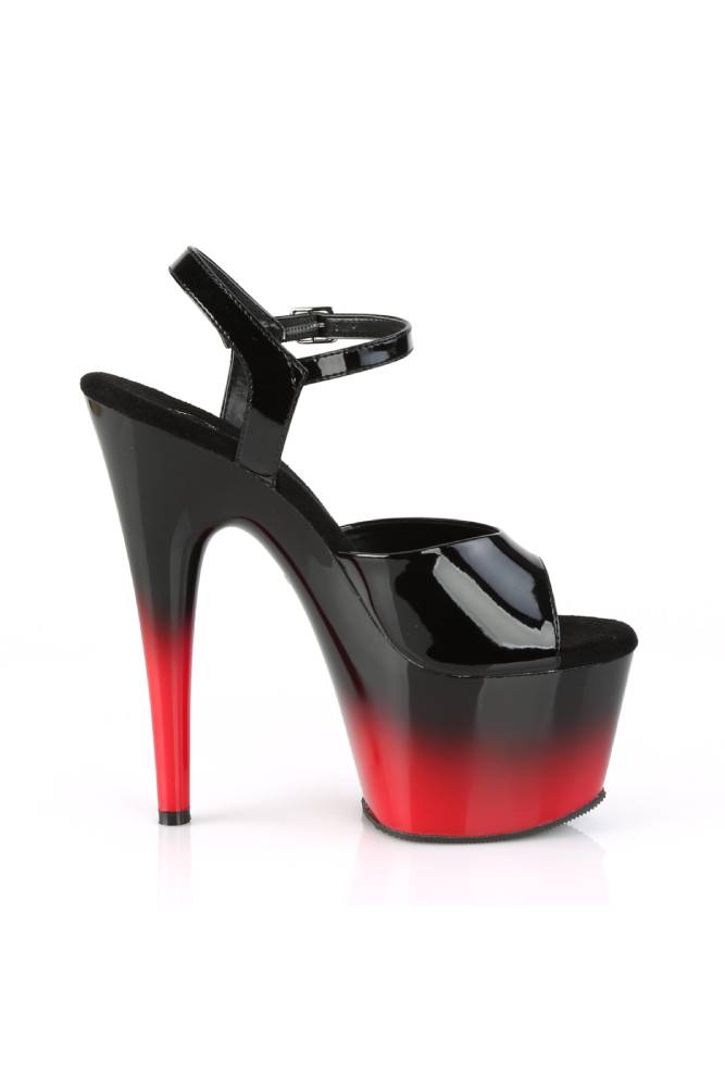 Pleaser USA - Adore 7" Red Ombre Heel with Ankle Strap - Black/Red - Stag Shop
