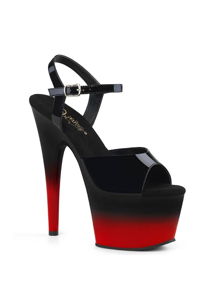 Pleaser USA - Adore 7" Red Ombre Heel with Ankle Strap - Black/Red - Stag Shop
