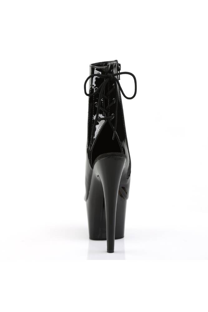 Pleaser USA - Adore 7" Open Toe Patent Bootie with Matte Heel - Black - Stag Shop
