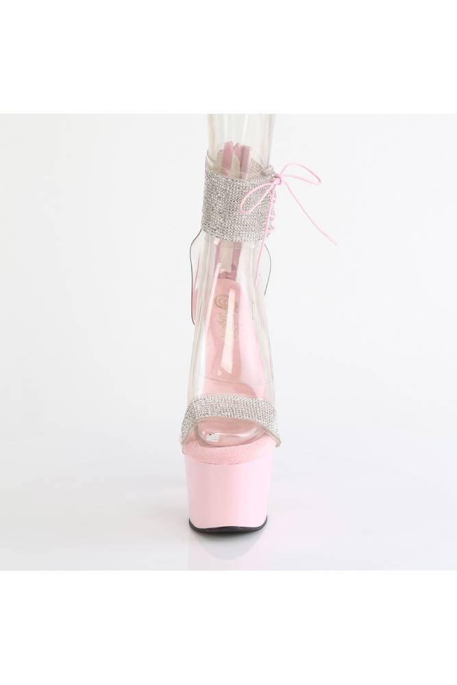 Pleaser USA - Adore 7" Sandal with Rhinestone Ankle Strap - Pink - Stag Shop