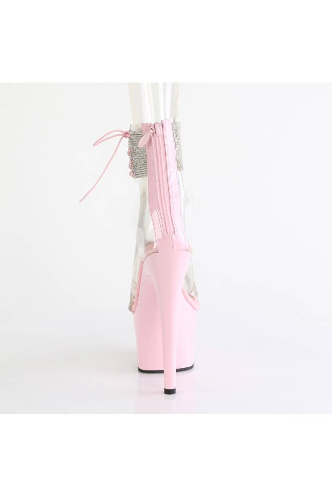 Pleaser USA - Adore 7" Sandal with Rhinestone Ankle Strap - Pink - Stag Shop
