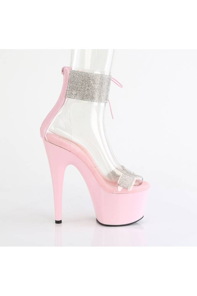 Pleaser USA - Adore 7" Sandal with Rhinestone Ankle Strap - Pink - Stag Shop