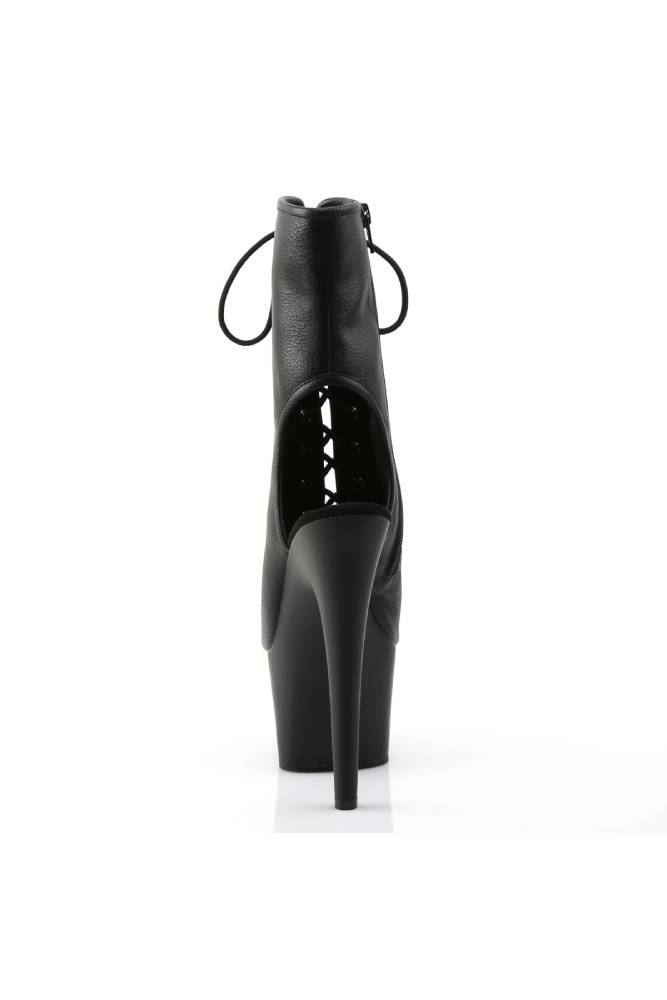 Pleaser USA - Adore 7" Matte Open Toe Bootie - Black - Stag Shop