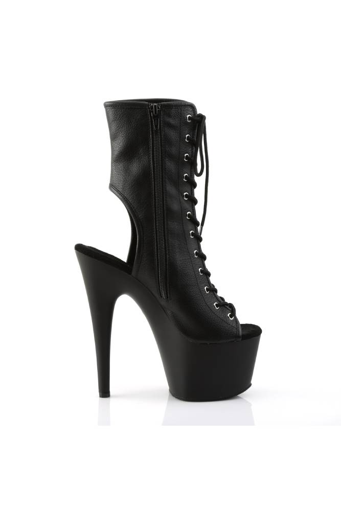 Pleaser USA - Adore 7" Matte Open Toe Bootie - Black - Stag Shop