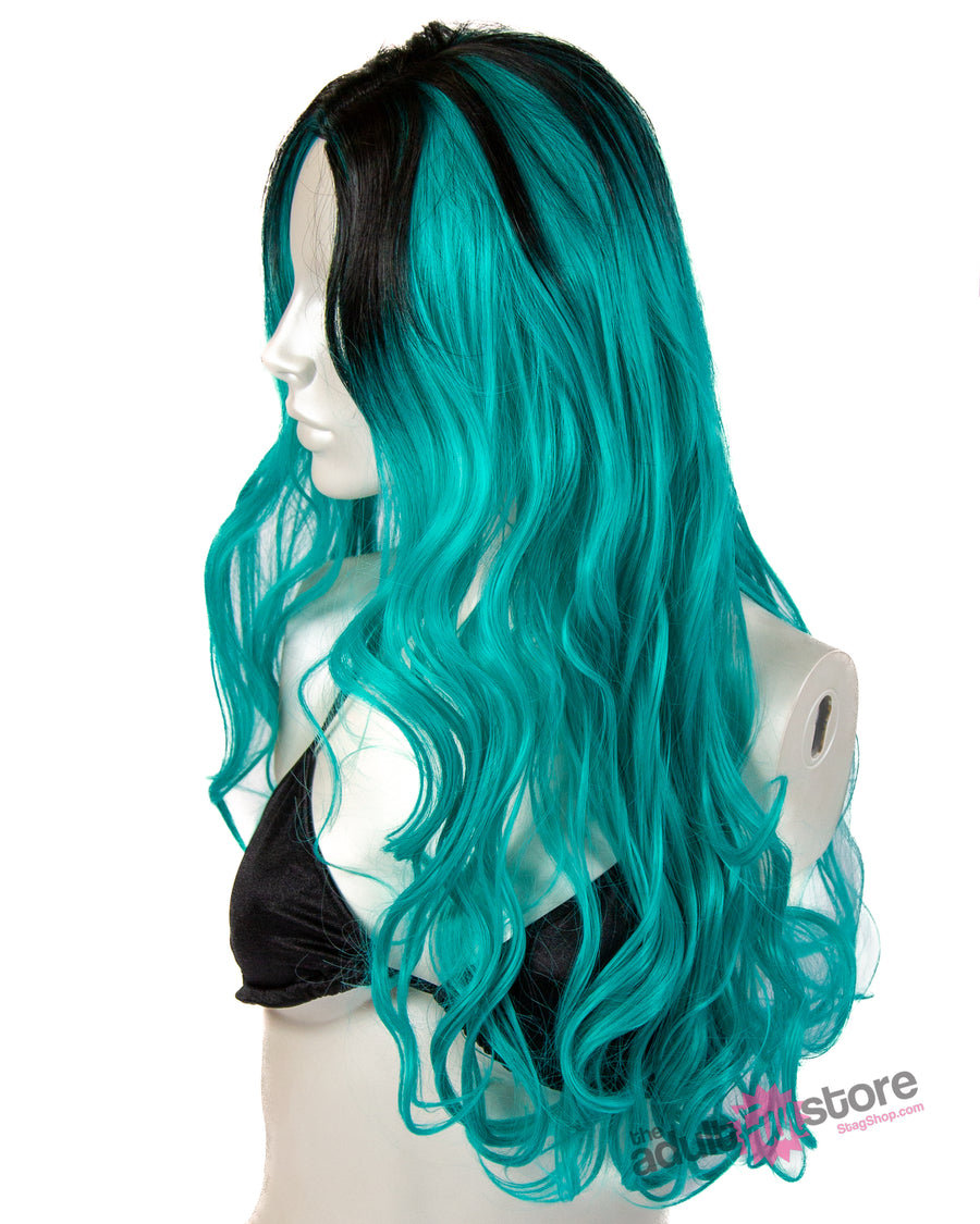 Pleasure Wigs - Jade Wig - Black/Teal - Stag Shop