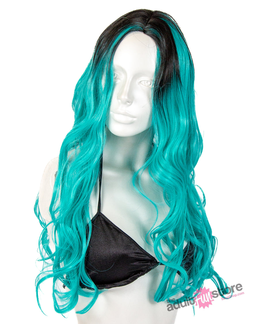 Pleasure Wigs - Jade Wig - Black/Teal - Stag Shop