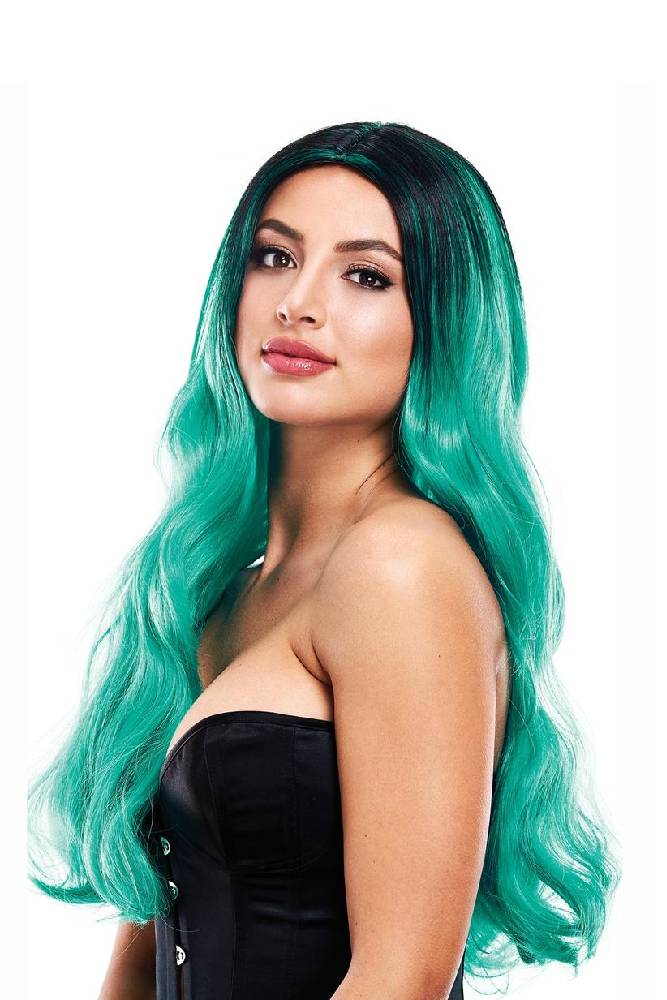 Pleasure Wigs - Jade Wig - Black/Teal - Stag Shop