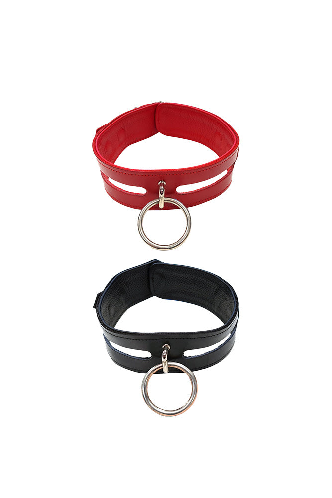 Rouge Garments - Leather Collar with 40cm Ring - Assorted Colours - Stag Shop