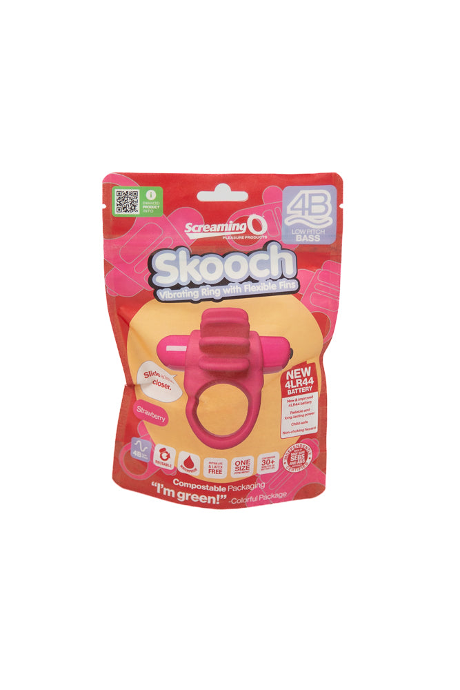 Screaming O - Skooch 4B Vibrating Cock Ring - Strawberry - Stag Shop