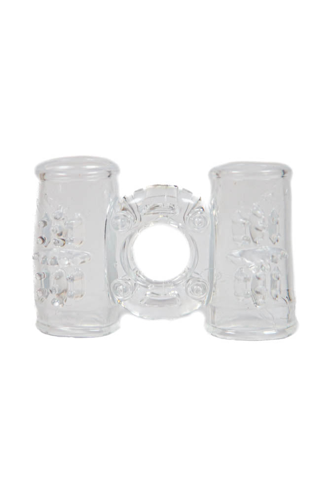 Screaming O - Double Wammy 4B Dual Vibrating Cock Ring - Blueberry - Stag Shop