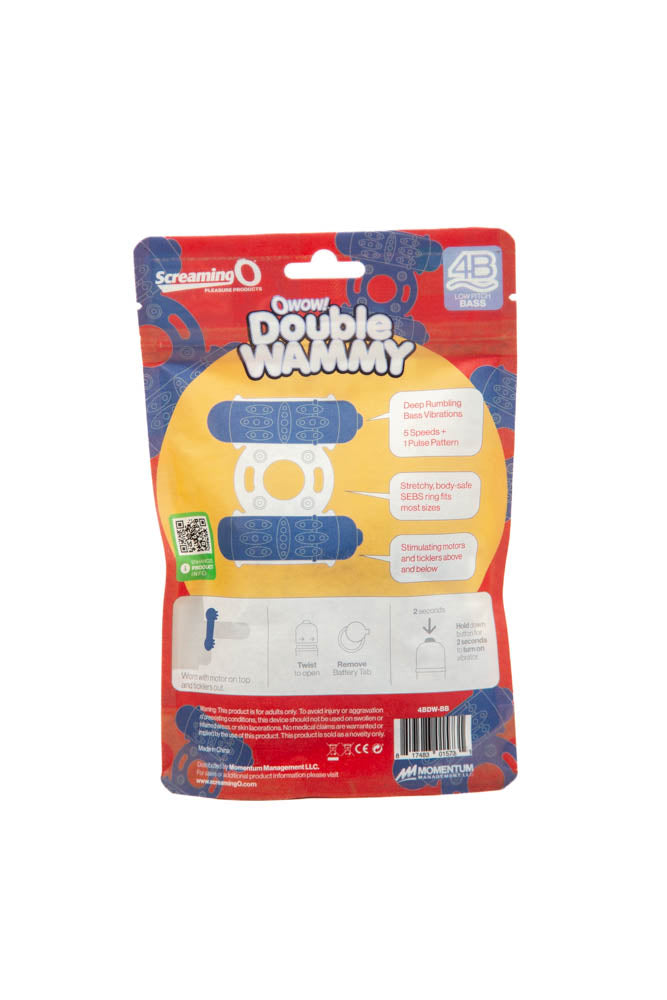 Screaming O - Double Wammy 4B Dual Vibrating Cock Ring - Blueberry - Stag Shop