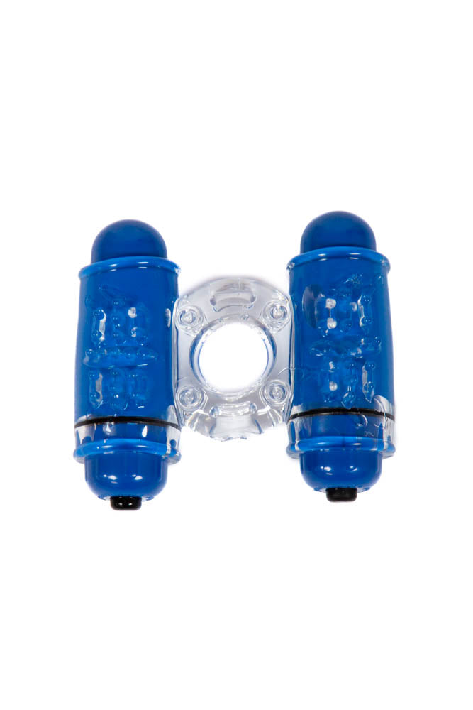 Screaming O - Double Wammy 4B Dual Vibrating Cock Ring - Blueberry - Stag Shop