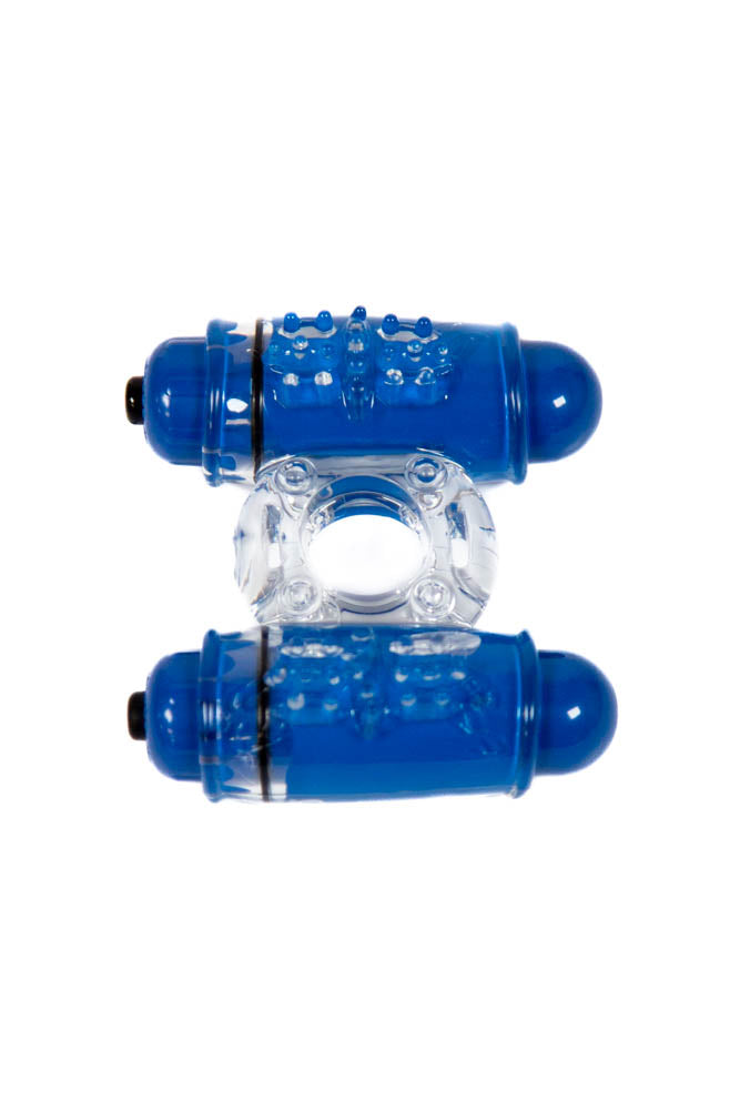 Screaming O - Double Wammy 4B Dual Vibrating Cock Ring - Blueberry - Stag Shop