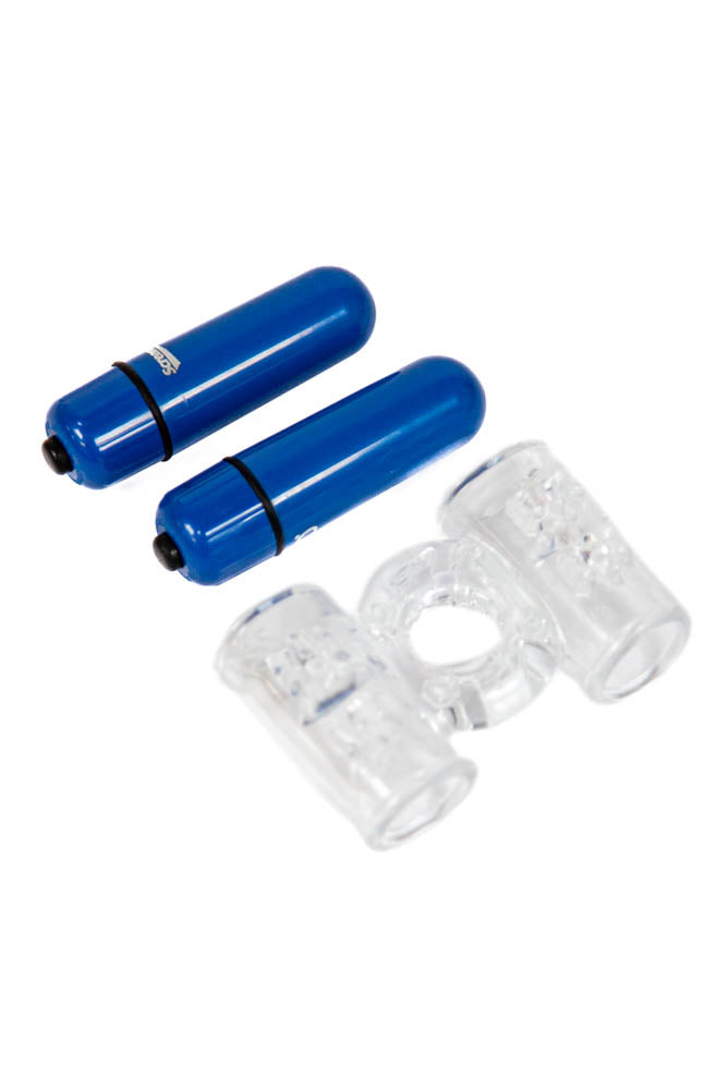 Screaming O - Double Wammy 4B Dual Vibrating Cock Ring - Blueberry - Stag Shop