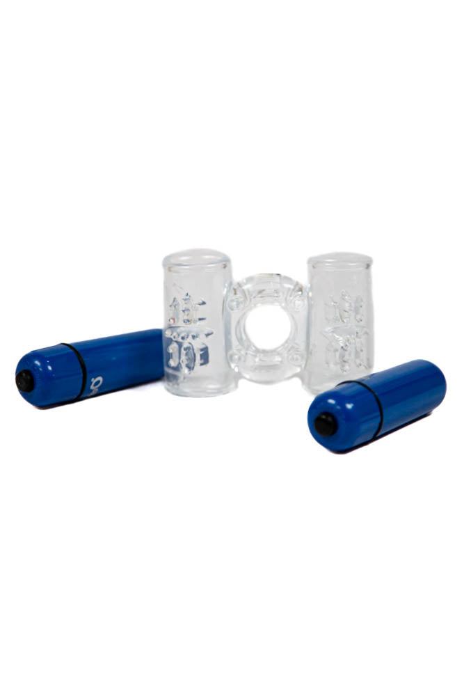 Screaming O - Double Wammy 4B Dual Vibrating Cock Ring - Blueberry - Stag Shop