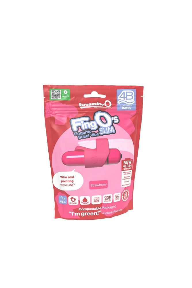 Screaming O - Fing O Slim 4B Vibrating Finger Bullet - Strawberry - Stag Shop