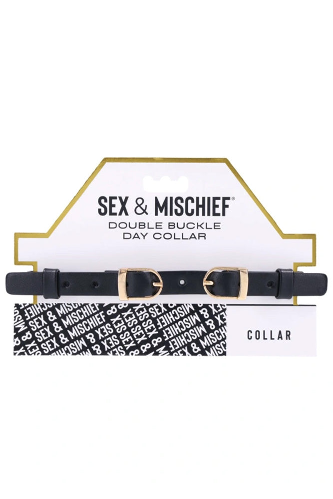 Sex & Mischief - Double Buckle Day Collar - Black - Stag Shop