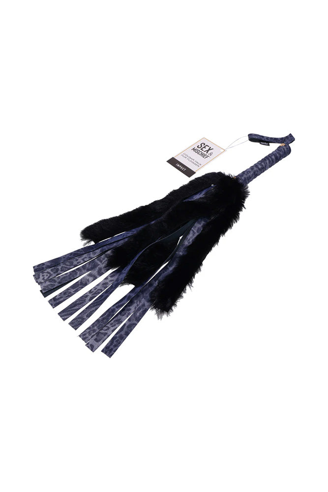 Sex & Mischief - Cougar - Faux Fur Flogger - Blue/Black - Stag Shop