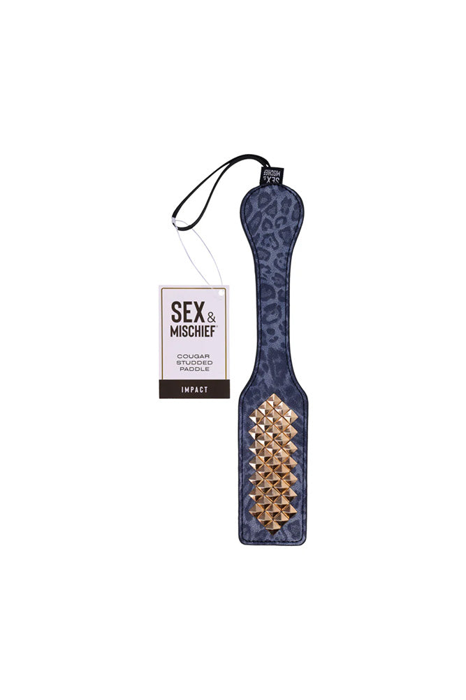 Sex & Mischief - Cougar - Studded Paddle - Blue/Gold - Stag Shop