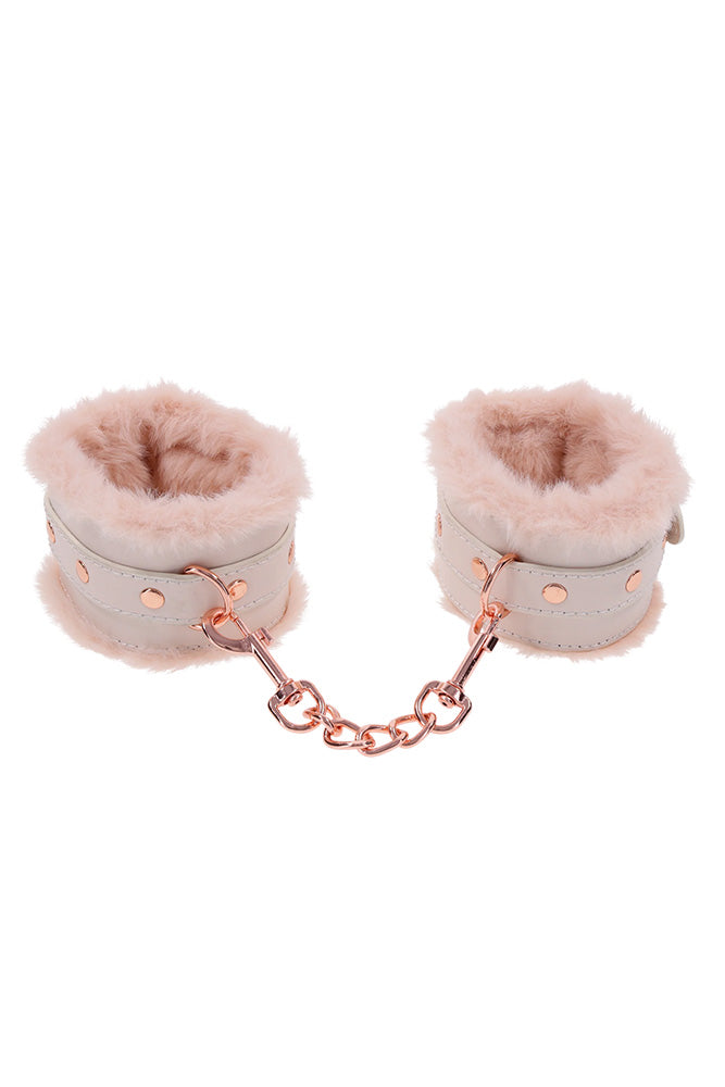 Sex & Mischief - Peaches 'N CreaMe - Faux Fur Handcuffs - Peach/Rose Gold - Stag Shop