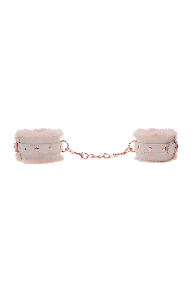 Sex & Mischief - Peaches 'N CreaMe - Faux Fur Handcuffs - Peach/Rose Gold - Stag Shop
