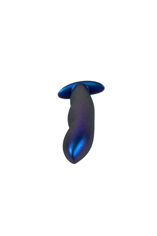 Ouch by Shots Toys - Finger Shaped Silicone Anal Plug - Metallic Blue - Stag Shop