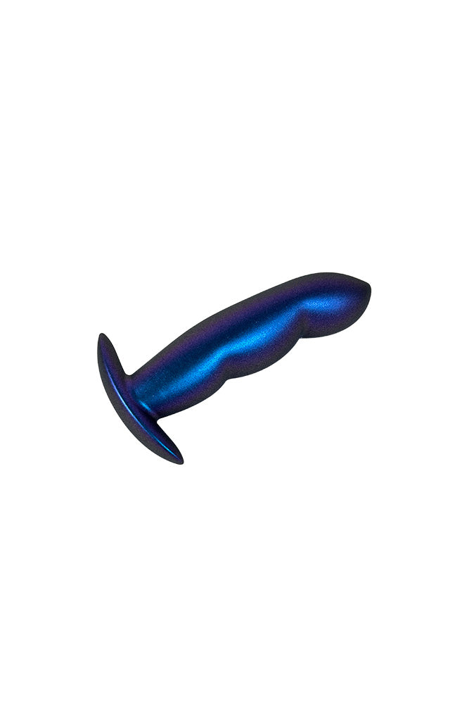 Ouch by Shots Toys - Finger Shaped Silicone Anal Plug - Metallic Blue - Stag Shop