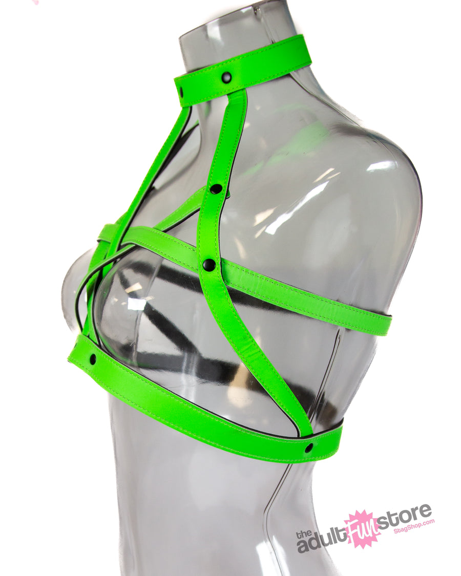Ouch by Shots Toys - Bra Harness - Glow in the Dark - Stag Shop