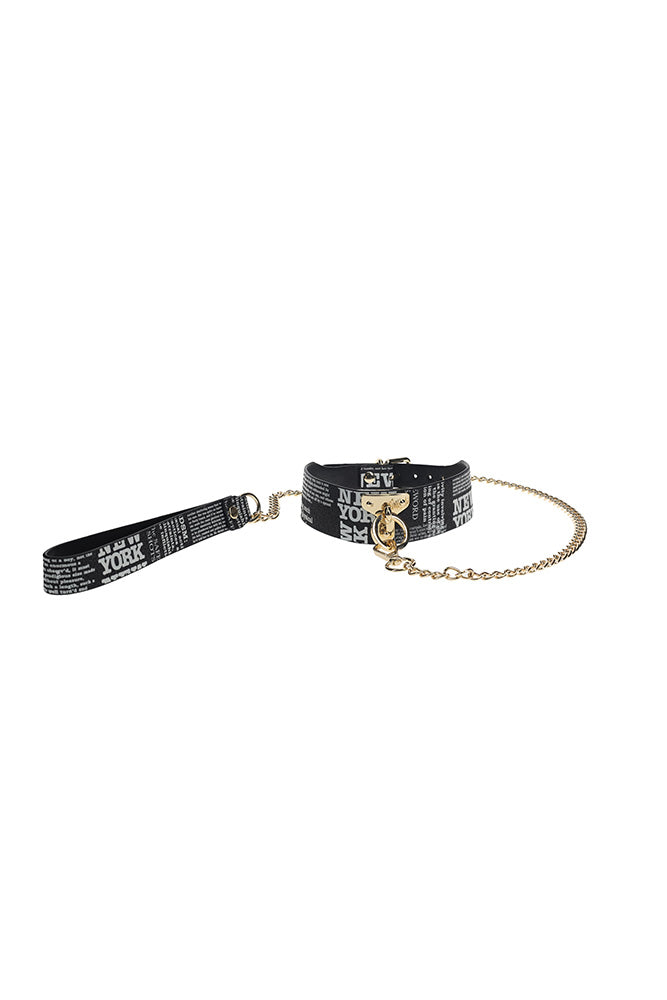 Ouch International - NY Collection - Collar & Leash - Black/White - Stag Shop