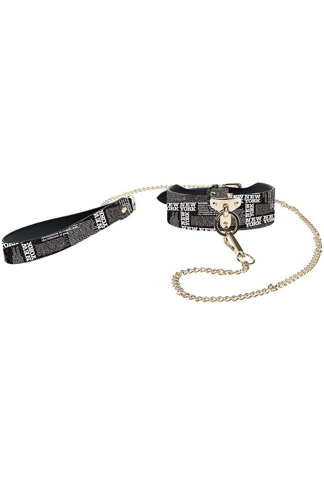 Ouch International - NY Collection - Collar & Leash - Black/White - Stag Shop