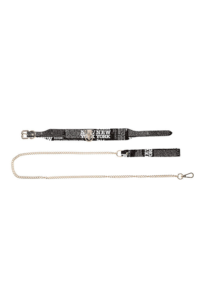 Ouch International - NY Collection - Collar & Leash - Black/White - Stag Shop