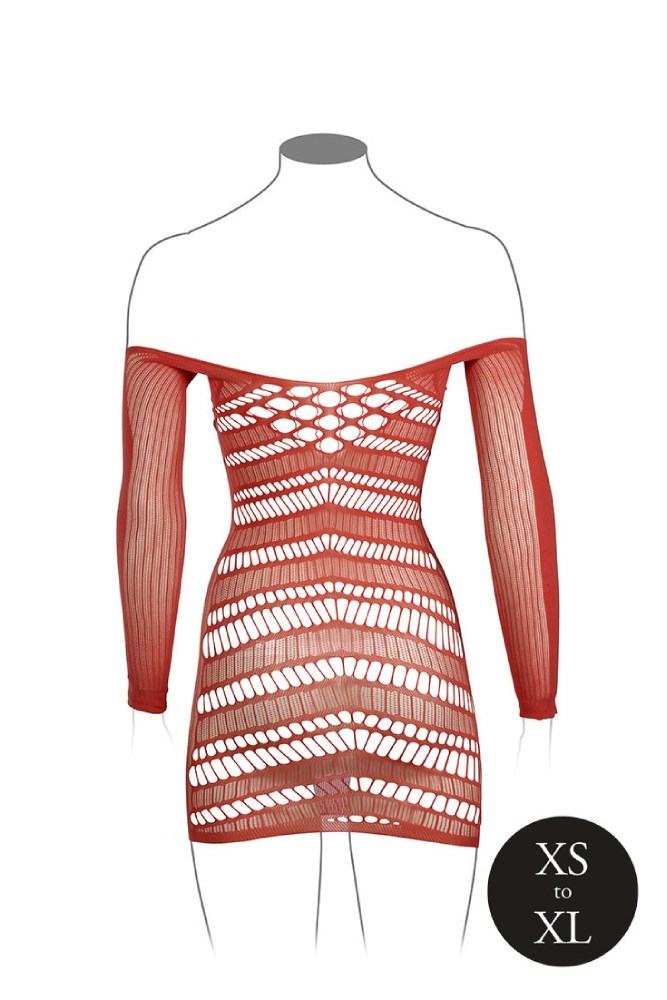 Shots Toys - Le Désir - DES017 - Long Sleeve Net Mini Dress - Various Colours - OS - Stag Shop