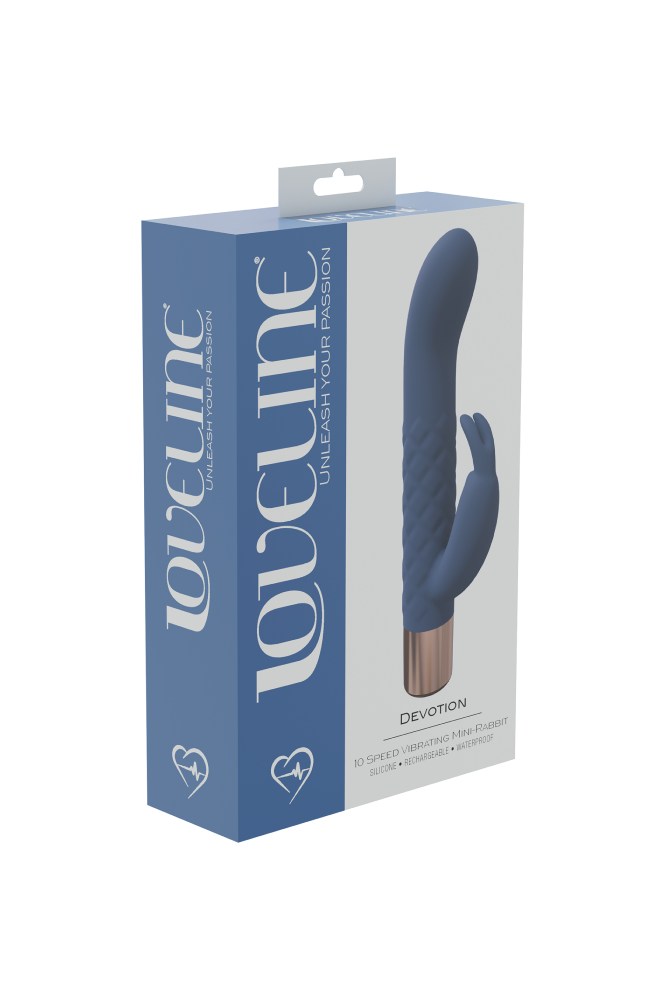 Shots Toys - Loveline - Devotion Mini Rabbit Vibrator - Blue - Stag Shop