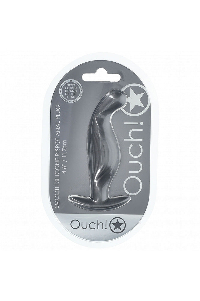 Ouch by Shots Toys - P-Spot Silicone Anal Plug - Gunmetal - Stag Shop