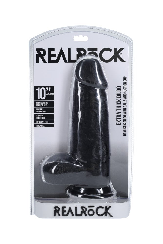 Shots Toys - Real Rock - 10" Extra Thick Dildo with Balls - Various Colours - Stag Shop
