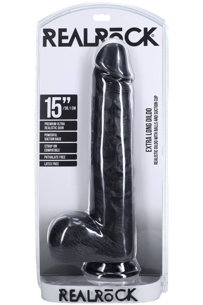 Shots Toys - Real Rock - Extra Long 15" Dildo with Balls - Various Colours - Stag Shop