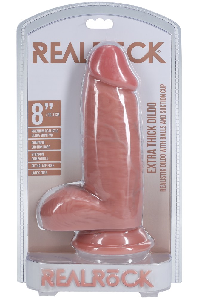 Shots Toys - Real Rock - 8" Extra Thick Dildo with Balls - Various Colours - Stag Shop