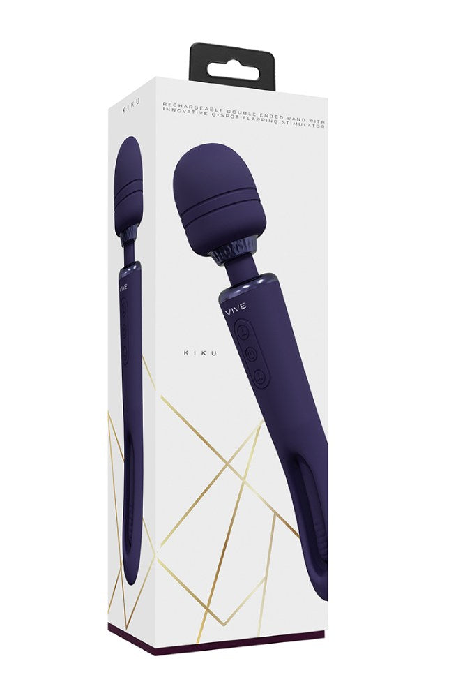 Shots Toys - VIVE - Kiku - Double Wand Vibrator with G-Spot Flapper - Purple - Stag Shop