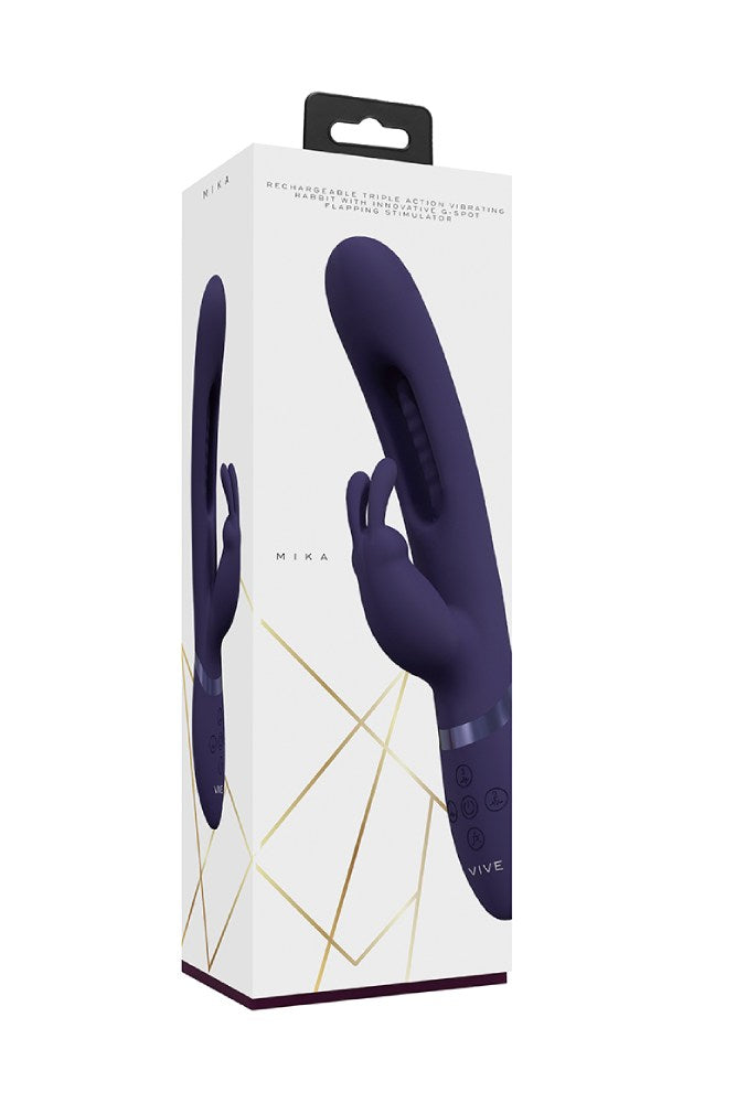 Shots Toys - VIVE - Mika Rabbit Vibrator With G-Spot Flapper - Purple - Stag Shop