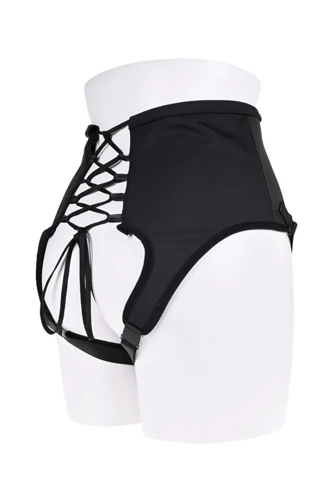 Sportsheets - High Waisted Corset Strap-On - Black - Stag Shop
