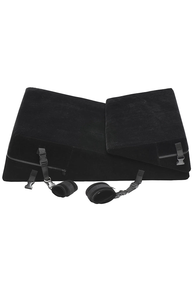 XR Brands - Bedroom Bliss - Bondage Cushion Set with Restraints - Black - Stag Shop