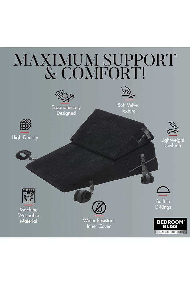 XR Brands - Bedroom Bliss - Bondage Cushion Set with Restraints - Black - Stag Shop