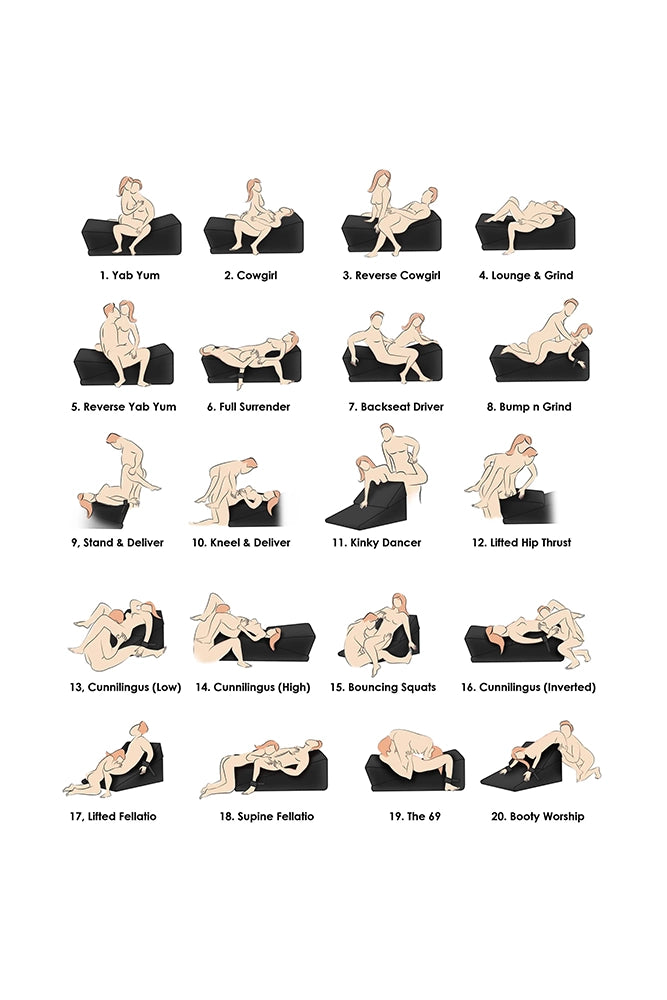 XR Brands - Bedroom Bliss - Bondage Cushion Position Aid with Restraints - Black - Stag Shop