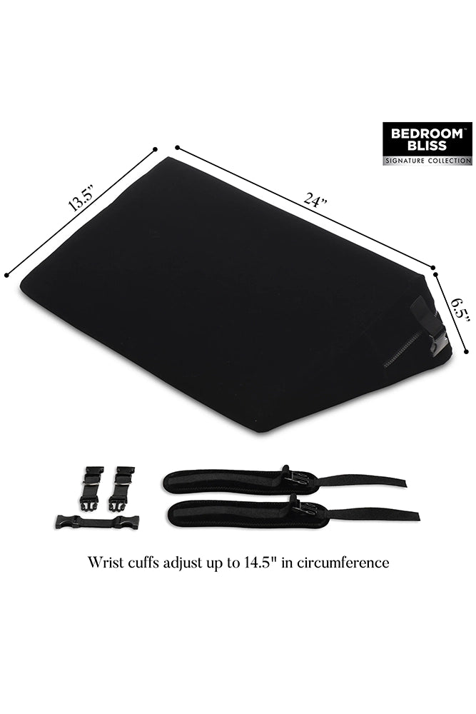 XR Brands - Bedroom Bliss - Bondage Cushion Position Aid with Restraints - Black - Stag Shop